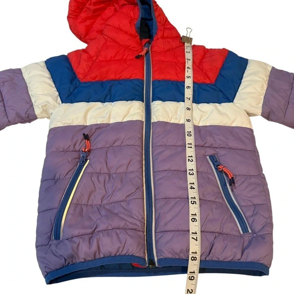 Mini Boden Colorful Hooded Puffer Jacket size 6/7